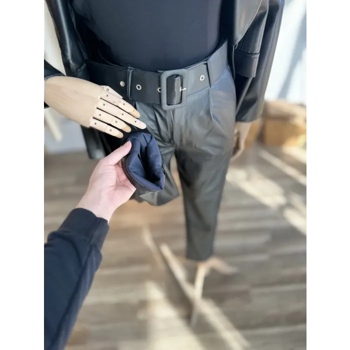 Mitondax Kemerli Deri Pantolon