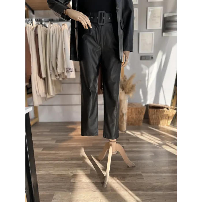 Mitondax Kemerli Deri Pantolon