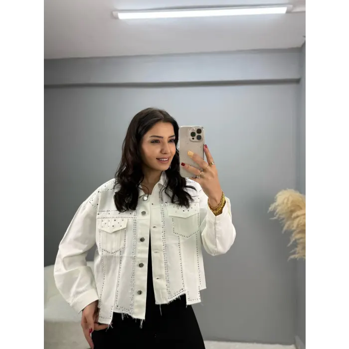 Miyo Taş Detaylı Kot Ceket