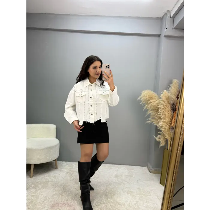 Miyo Taş Detaylı Kot Ceket