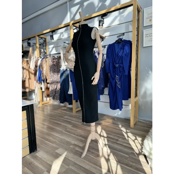 Mykonos Ottoman Kumaş Fermuarlı Elbise