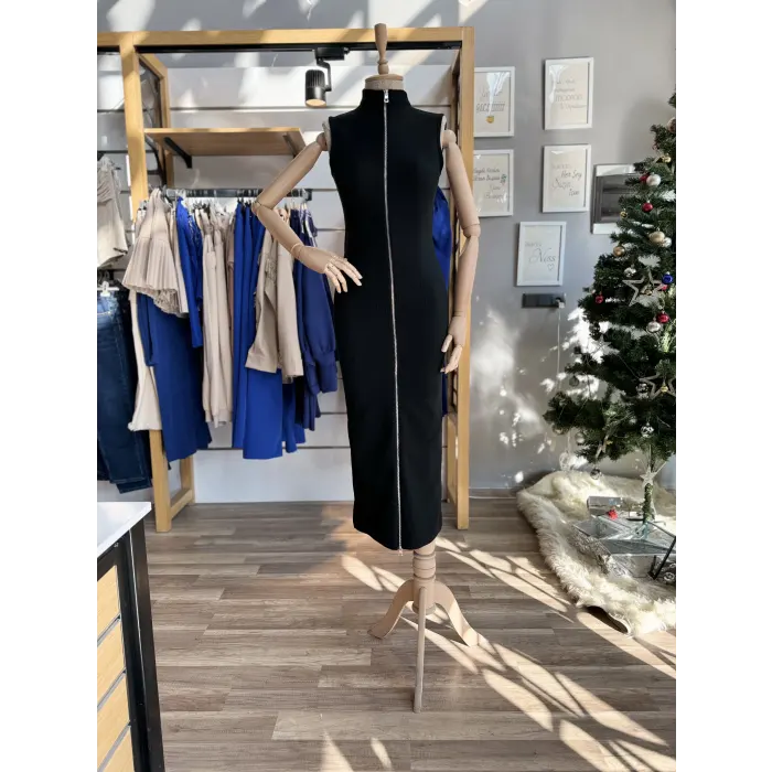 Mykonos Ottoman Kumaş Fermuarlı Elbise