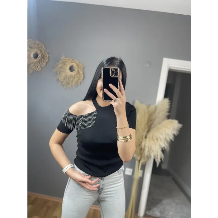 Nabers Omuz Zincirli Tasarım Bluz