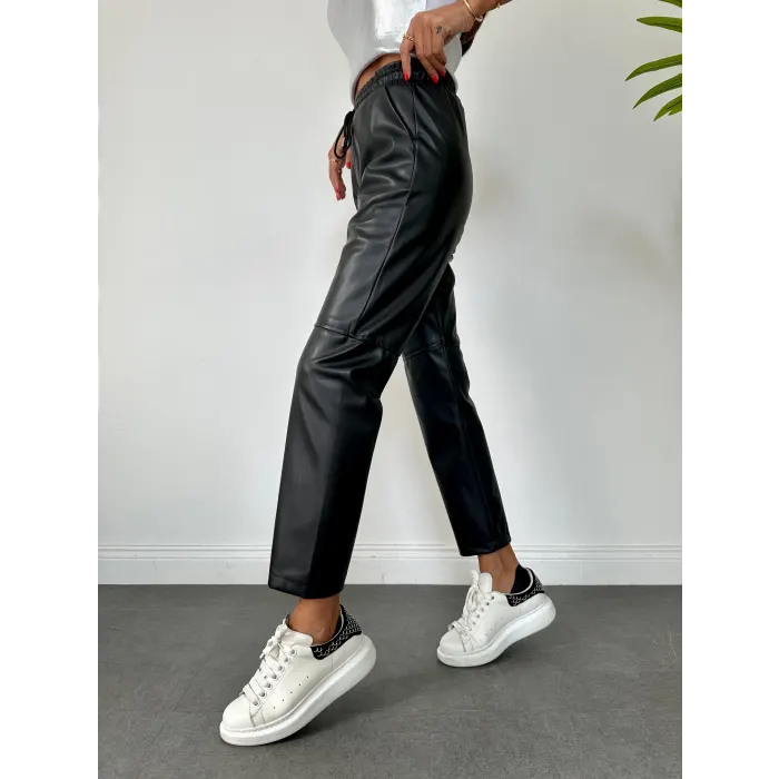 Namlex Bel Lastikli Deri Pantolon