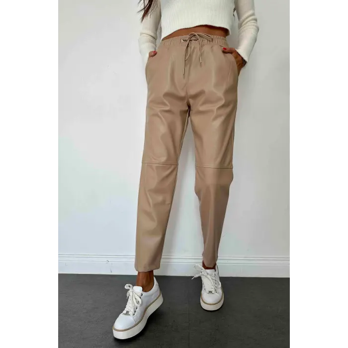 Namlex Bel Lastikli Deri Pantolon