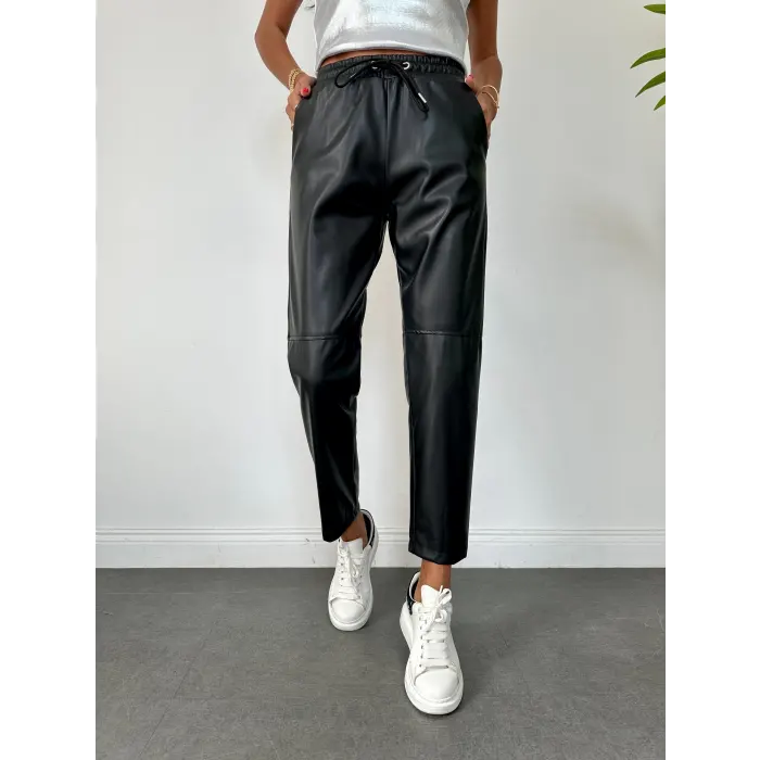 Namlex Bel Lastikli Deri Pantolon