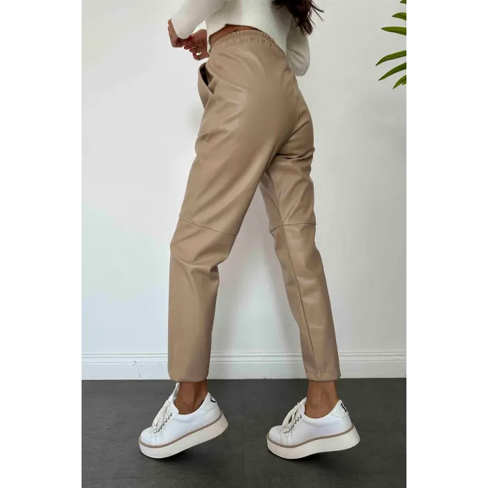 Namlex Bel Lastikli Deri Pantolon