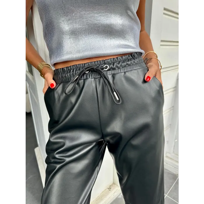 Namlex Bel Lastikli Deri Pantolon