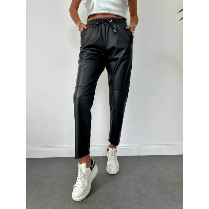 Namlex Bel Lastikli Deri Pantolon