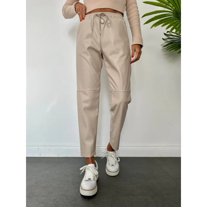 Namlex Bel Lastikli Deri Pantolon