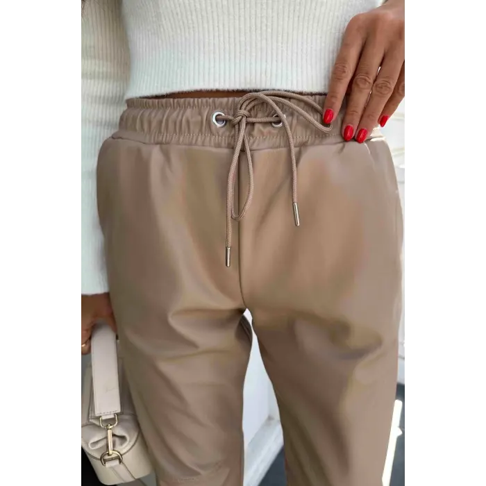 Namlex Bel Lastikli Deri Pantolon