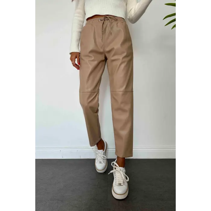 Namlex Bel Lastikli Deri Pantolon