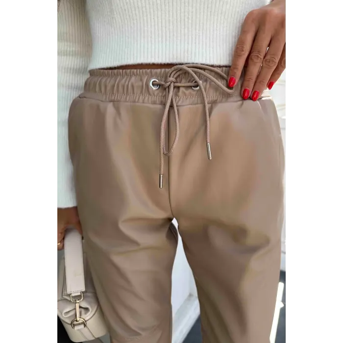 Namlex Bel Lastikli Deri Pantolon