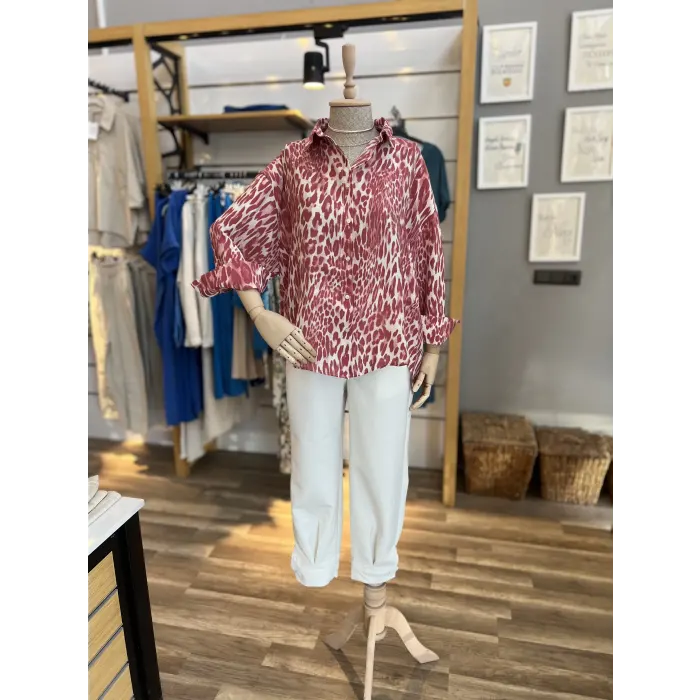 Nandi Leopar Desenli Gömlek