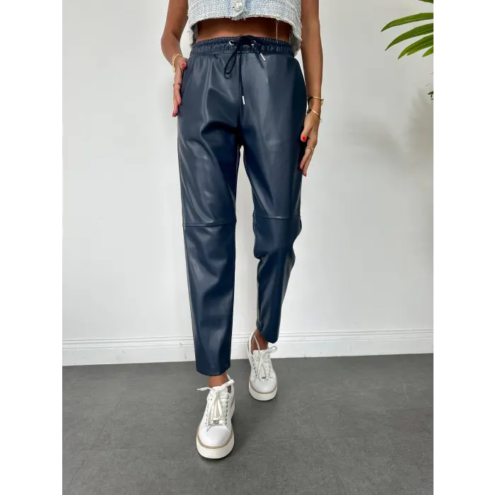 Nepax Bel Lastikli Deri Pantolon