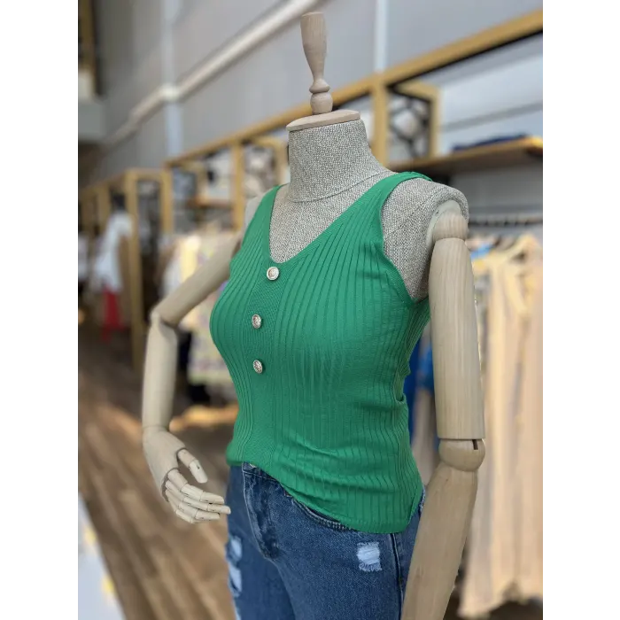 Neur Askılı Düğmeli Crop