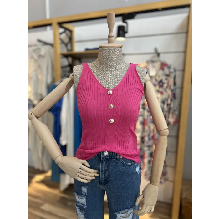 Neur Askılı Düğmeli Crop