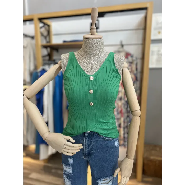 Neur Askılı Düğmeli Crop