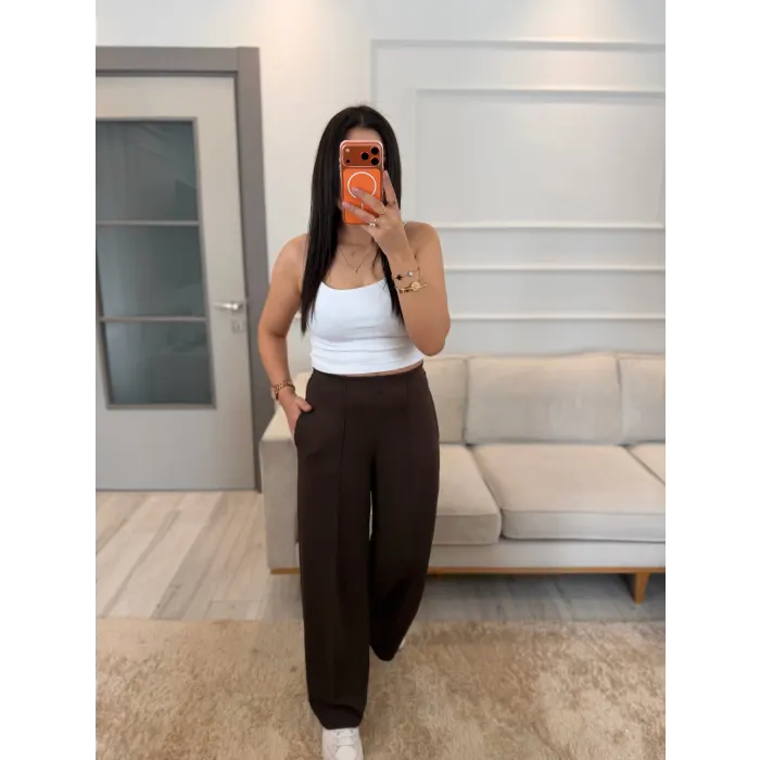 Önü Çımalı Pensli Modal Pantolon