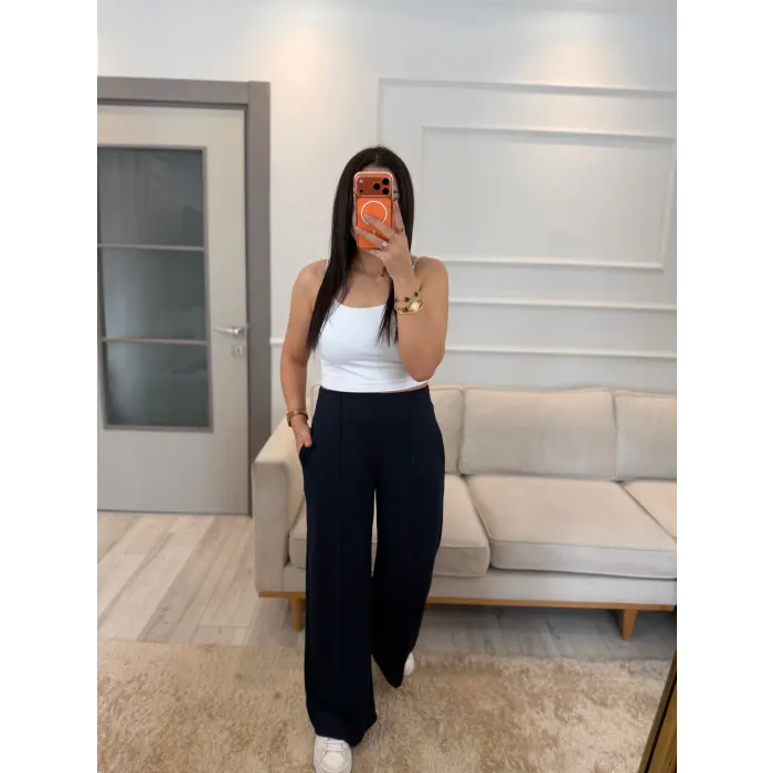 Önü Çımalı Pensli Modal Pantolon