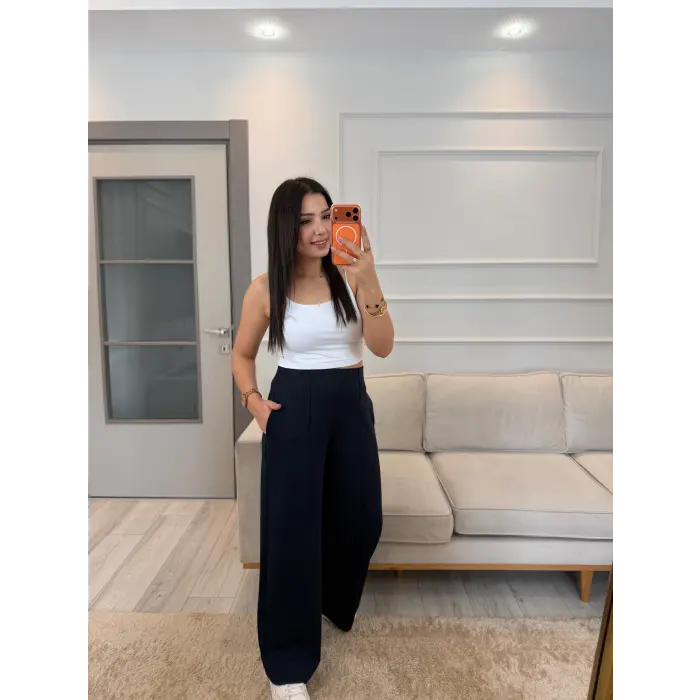 Önü Çımalı Pensli Modal Pantolon