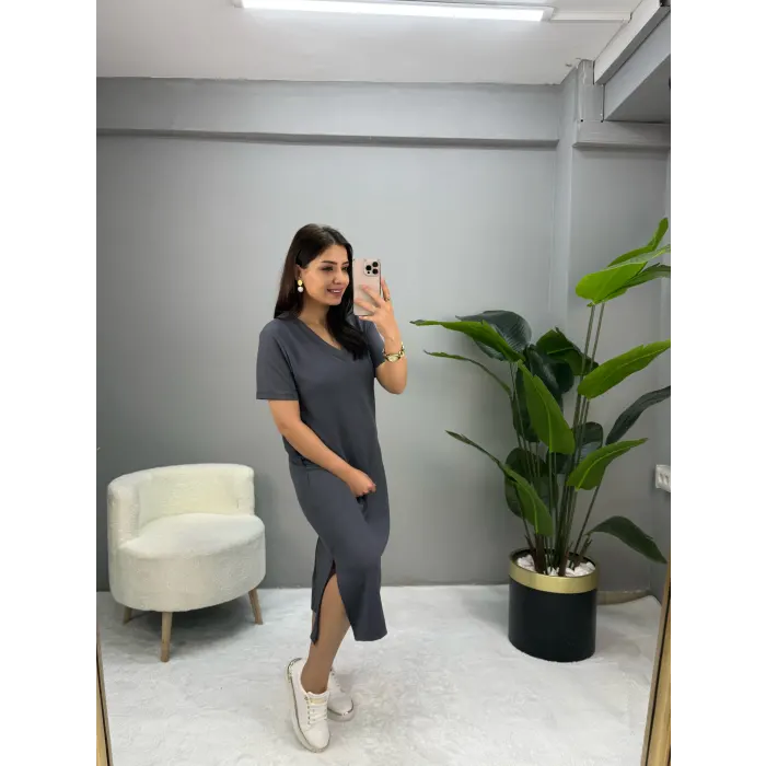 Oysho V Yaka Basic Elbise