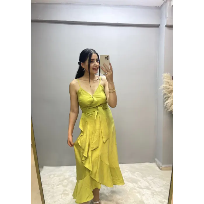 Pagon İp Askılı Tensel Elbise