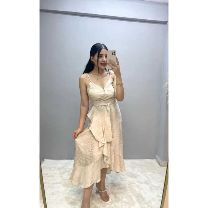 Pagon İp Askılı Tensel Elbise