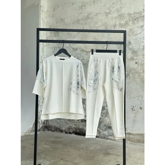 Perast Varaklı File Detaylı Eşofman Takımı