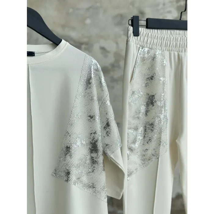 Perast Varaklı File Detaylı Eşofman Takımı