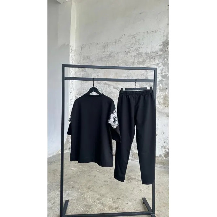 Perast Varaklı File Detaylı Eşofman Takımı