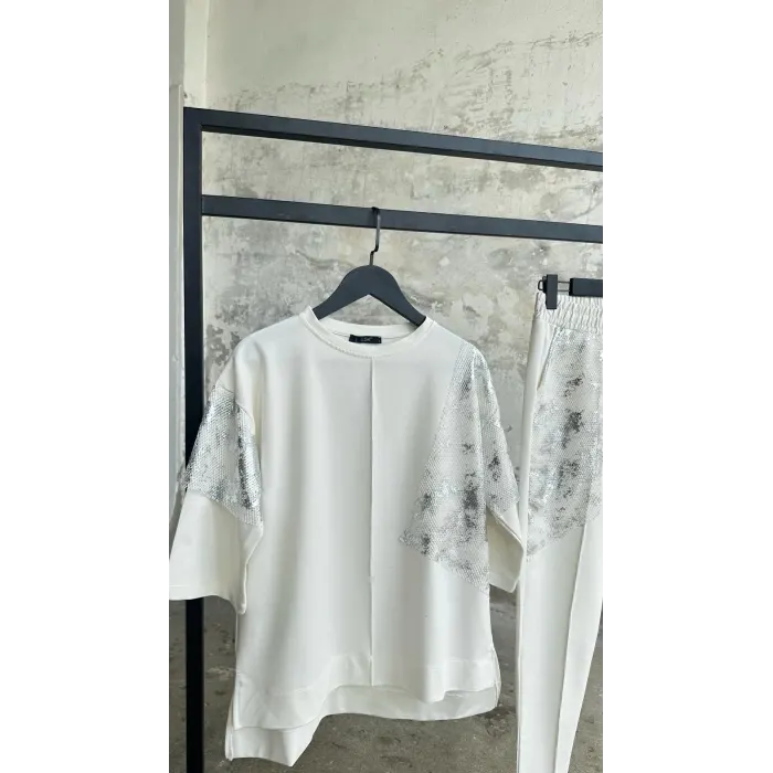 Perast Varaklı File Detaylı Eşofman Takımı