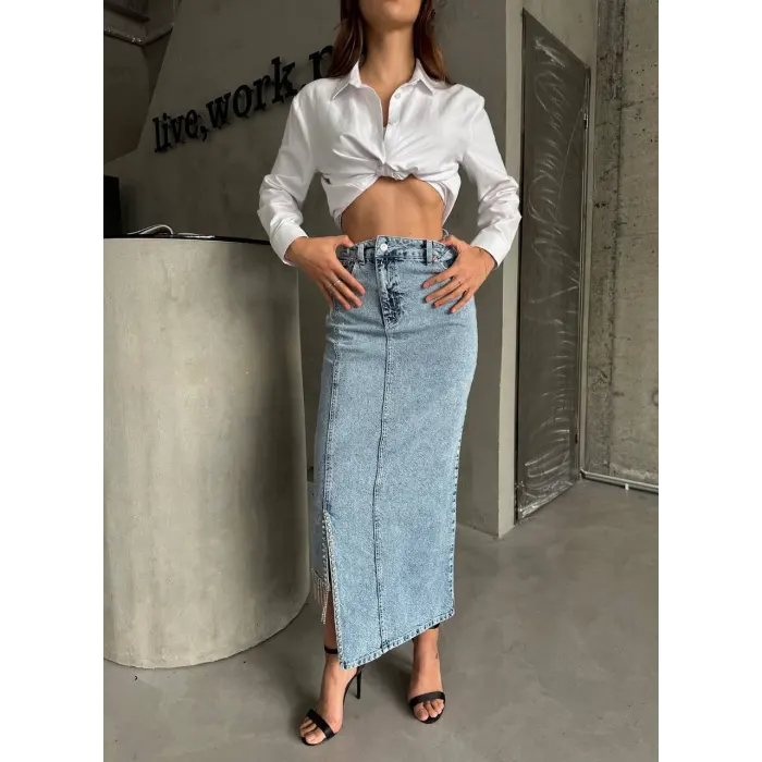 Pesca Asimetrik Taşlı Tasarım Etek