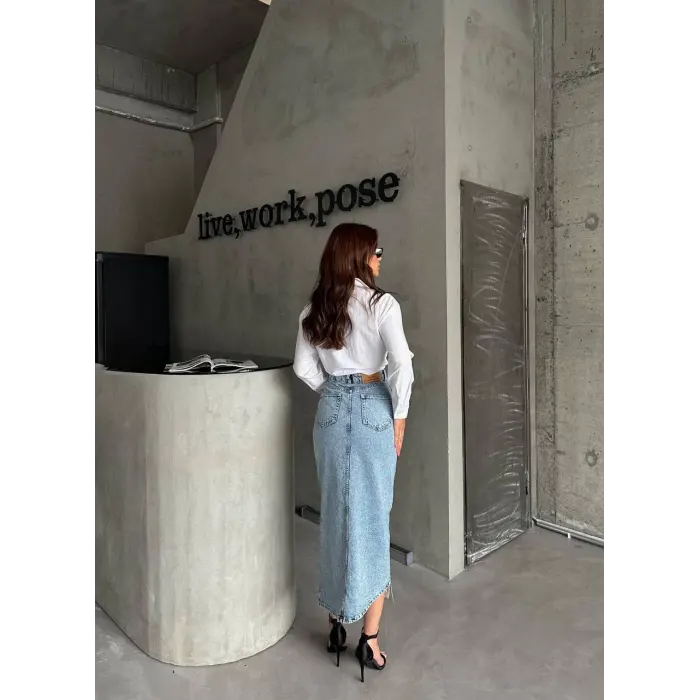 Pesca Asimetrik Taşlı Tasarım Etek