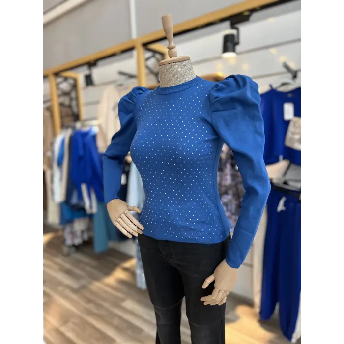 Prades Taşlı Karpuz Kol Triko Bluz