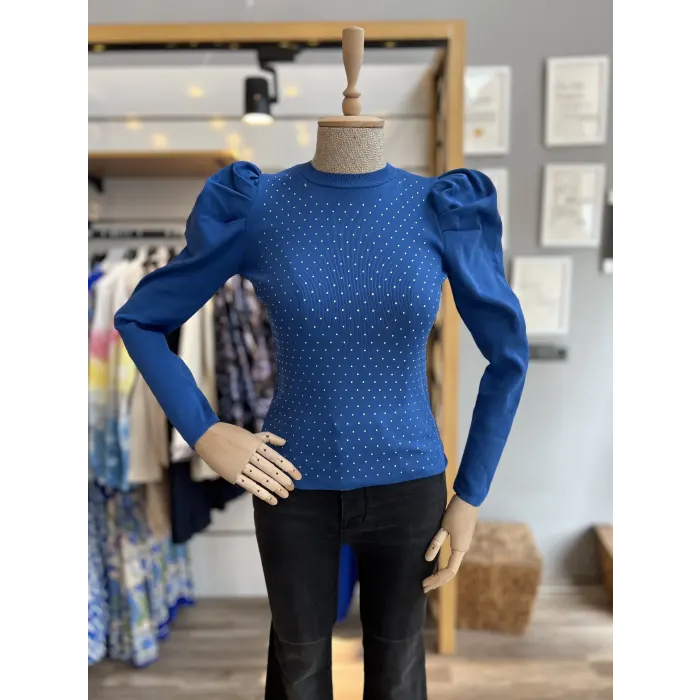 Prades Taşlı Karpuz Kol Triko Bluz