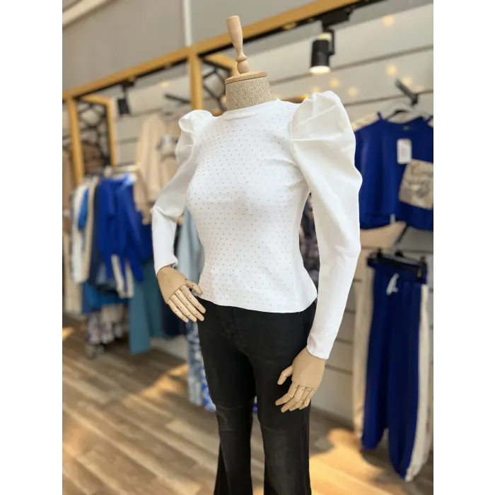 Prades Taşlı Karpuz Kol Triko Bluz