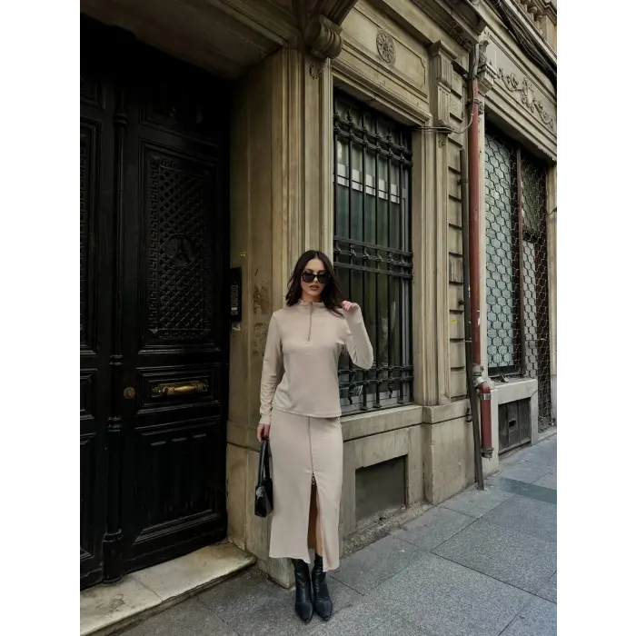 Pradev Modal Fermuarlı Etek Takım