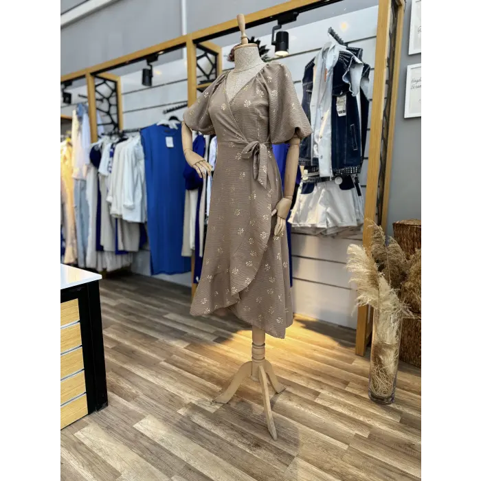 Premium Keten Varaklı Elbise