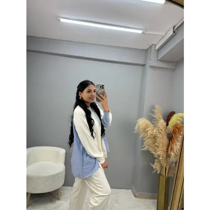 Premium Modal Kumaş Poplin Garnili İkili Takım