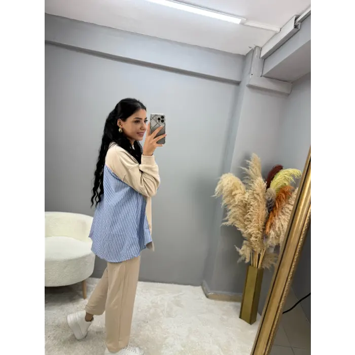 Premium Modal Kumaş Poplin Garnili İkili Takım