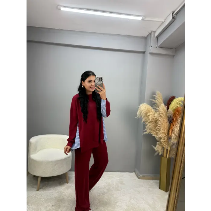 Premium Modal Kumaş Poplin Garnili İkili Takım