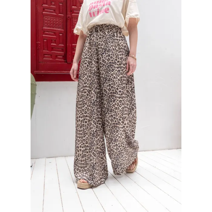 Premium Saten Leopar Pantolon