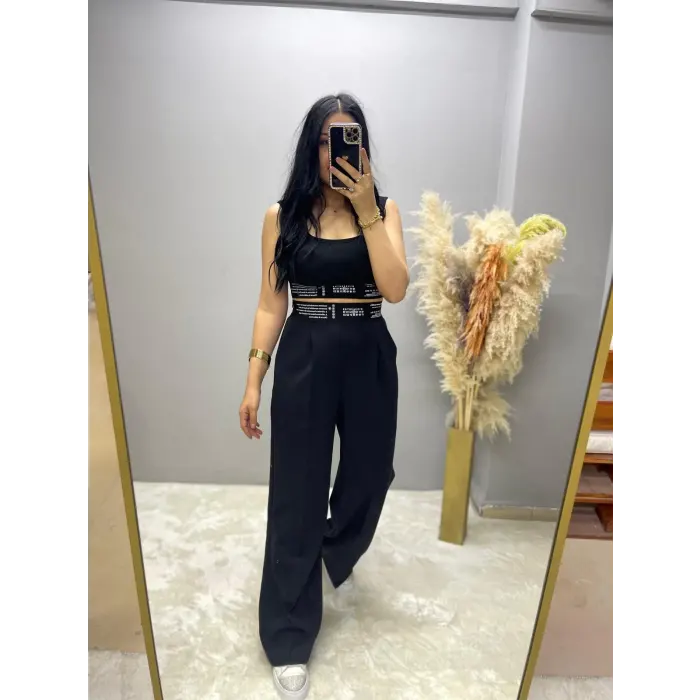 Rafel Bel Lastikli Palazzo Pantolon