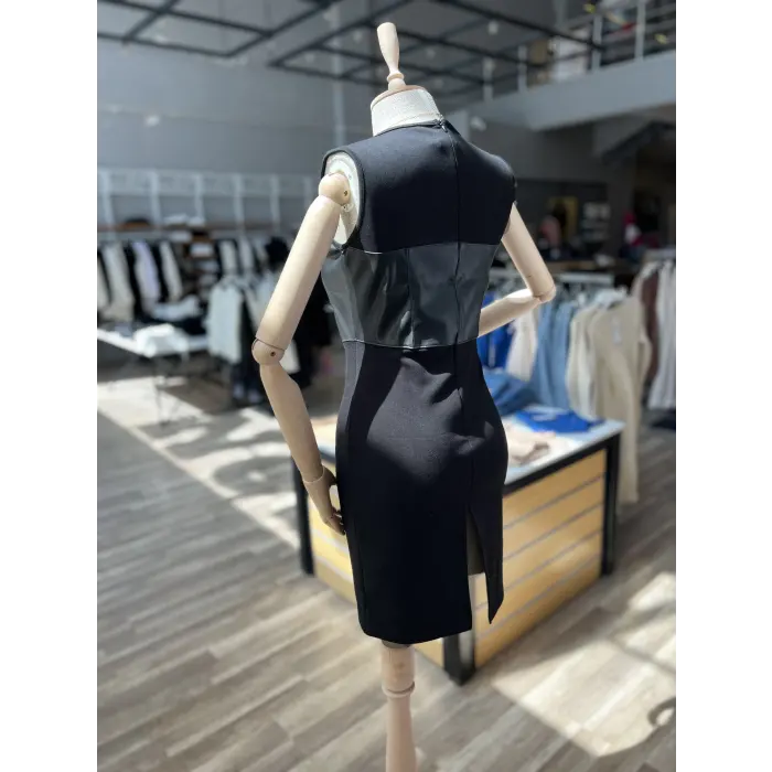 Ralyax Deri Detaylı Elbise