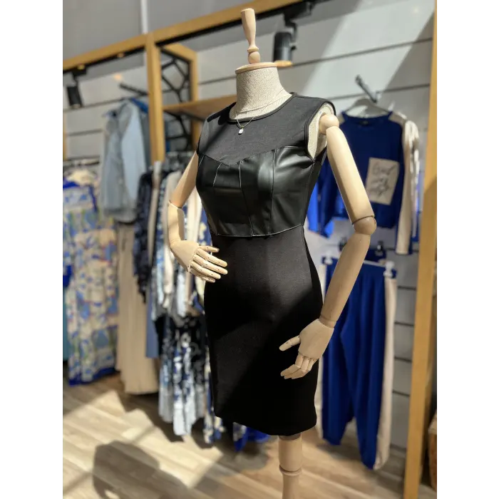 Ralyax Deri Detaylı Elbise