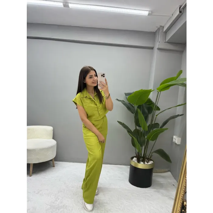 Rework Sıfır Kol Keten Cep Detaylı İkili Takım