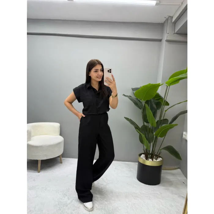 Rework Sıfır Kol Keten Cep Detaylı İkili Takım