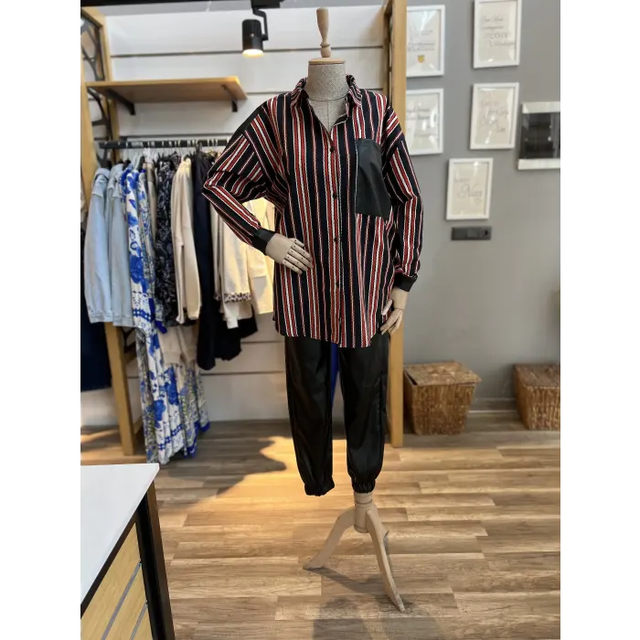 Rinas Deri Detaylı Gömlek