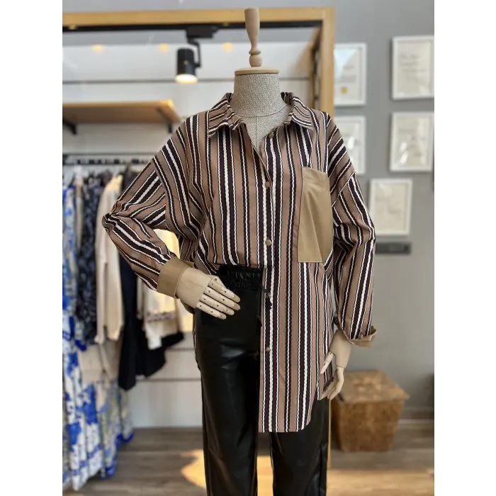 Rinas Deri Detaylı Gömlek